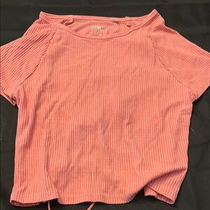 Pink Ribbed Relaxed T-Shirt